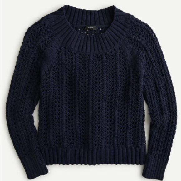 J. Crew Wide Neck Beach Navy Blue Pointelle Knit Sweater - S - Picture 13 of 13